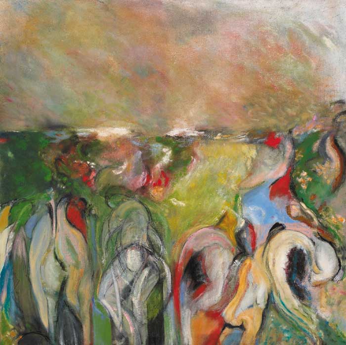 LANDSCAPE WITH FIGURES AND HORSES by Noel Sheridan (1936-2006) (1936-2006) at Whyte's Auctions