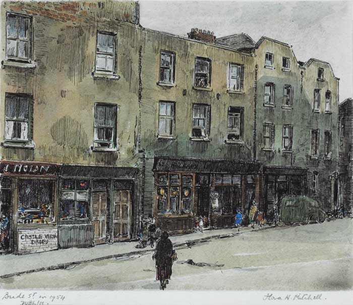 BRIDE STREET IN 1954, DUBLIN by Flora H. Mitchell (1890-1973) at Whyte's Auctions