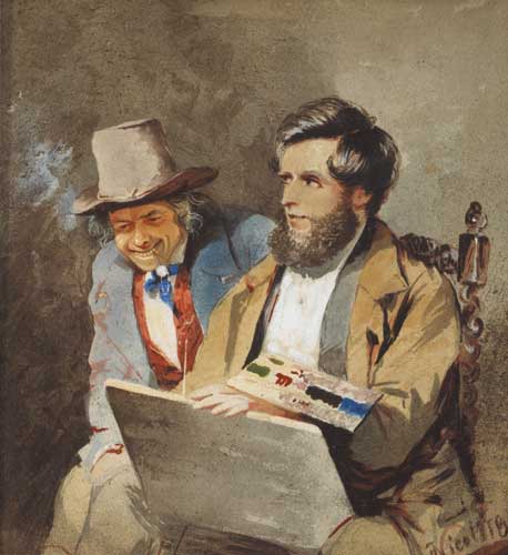 SELF PORTRAIT WITH A RUSTIC COMPANION, 1855 by Erskine Nicol sold for 4,000 at Whyte's Auctions
