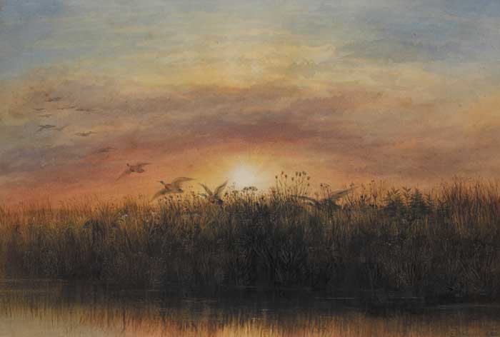 WILD DUCK AT SUNRISE by Andrew Nicholl RHA (1804-1886) at Whyte's Auctions