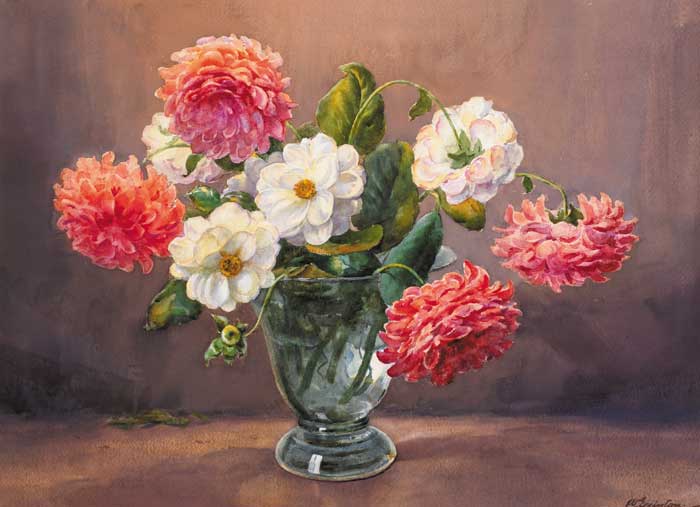 DAHLIAS by Wycliffe Egginton RI RWS (1875-1951) at Whyte's Auctions
