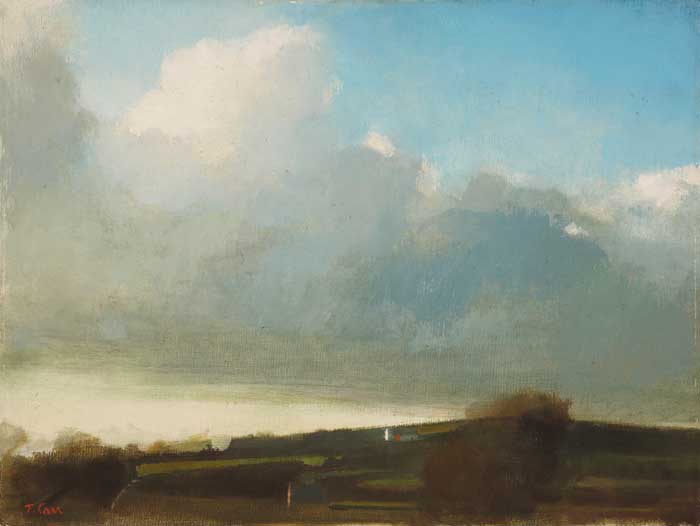 VIEW OF A COTTAGE ACROSS FIELDS by Tom Carr sold for �5,500 at Whyte's Auctions