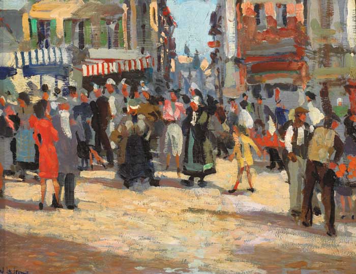 BRETON MARKET SCENE, circa 1950s by James le Jeune sold for �8,500 at Whyte's Auctions
