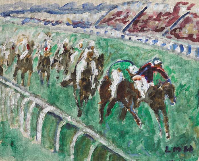 RED SLIPPER WINNING THE IRISH CAMBRIDGESHIRE AT THE CURRAGH ON SATURDAY by Letitia Marion Hamilton RHA (1878-1964) at Whyte's Auctions