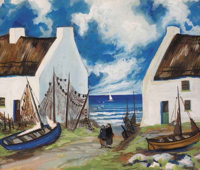 FISHING VILLAGE, circa 1950 by Markey Robinson sold for 32,000 at Whyte's Auctions