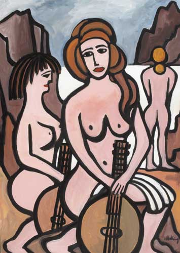 THREE NUDES WITH MANDOLINS by Markey Robinson sold for 10,000 at Whyte's Auctions