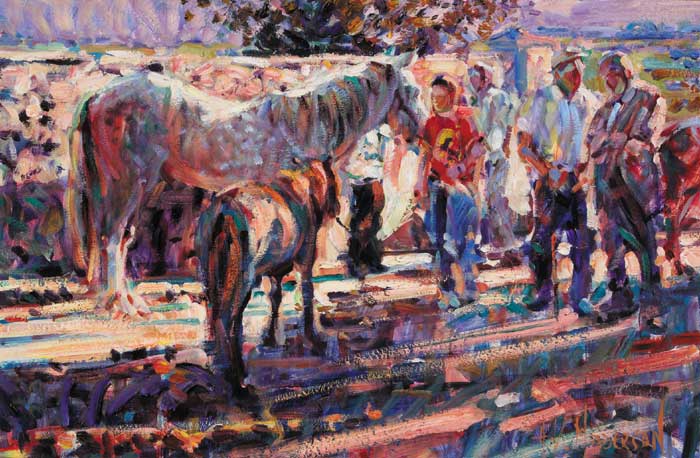 EVENING SHADOWS (STUDY, TALLOW HORSE FAIR), COUNTY WATERFORD by Arthur K. Maderson (b.1942) at Whyte's Auctions