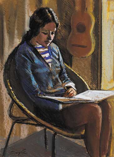 GIRL READING by John Coyle sold for �850 at Whyte's Auctions