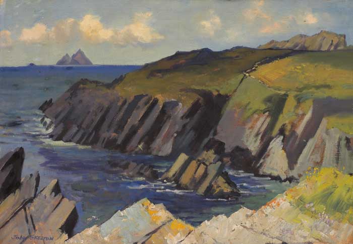 THE SKELLIGS SEEN FROM THE KERRY COAST by John Skelton (b.1923) at Whyte's Auctions