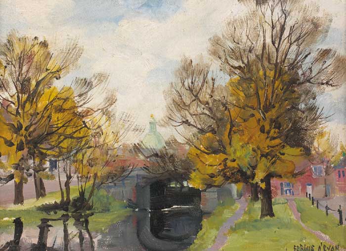 THE CANAL AT LEESON STREET BRIDGE, DUBLIN by Fergus O'Ryan sold for �1,500 at Whyte's Auctions