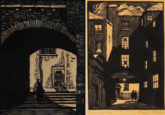 THUNDERCUT ALLEY and QUEEN STREET, DUBLIN (A PAIR) by Fergus O'Ryan RHA (1911-1989) at Whyte's Auctions