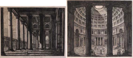 VERDUTA DELL INTERNO DEL PANTEON DI MARCO AGRIPPA, ROMA, 1823 and two others (SET OF THREE) by Luigi Rossini (Italian, 1790-1857) at Whyte's Auctions