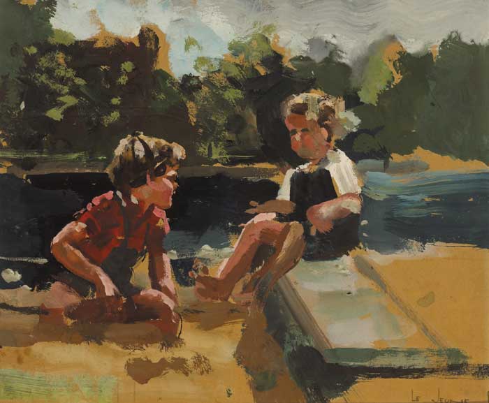 CHILDREN PLAYING IN A SANDPIT by James le Jeune RHA (1910-1983) at Whyte's Auctions