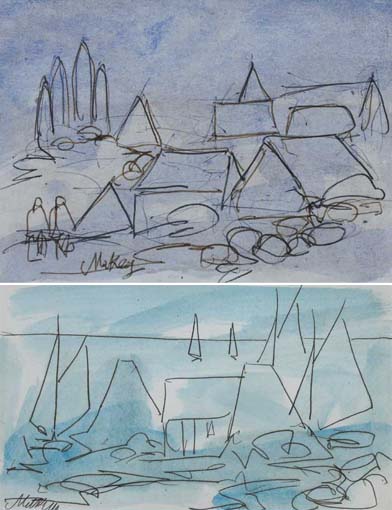 SEASIDE VILLAGES IN FRANCE (A PAIR) by Markey Robinson (1918-1999) at Whyte's Auctions