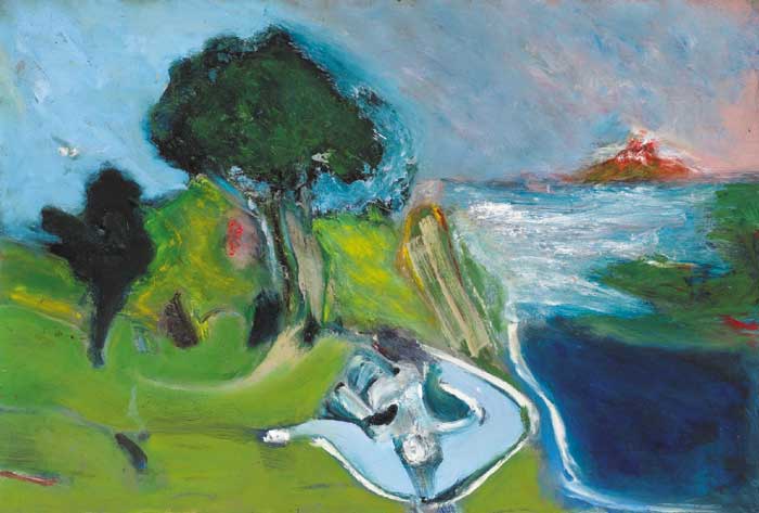 FIGURE IN LANDSCAPE WITH VOLCANO IN DISTANCE by Noel Sheridan (1936-2006) at Whyte's Auctions
