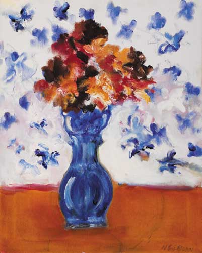 STILL LIFE WITH FLOWERS IN BLUE VASE by Noel Sheridan sold for 220 at Whyte's Auctions