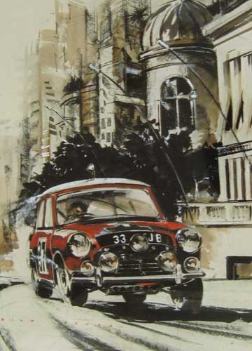 PADDY HOPKIRK WINNING 1964 MONTE CARLO RALLY IN A 33EJB MINI COOPER by Dion Pears (British, 20th century) at Whyte's Auctions