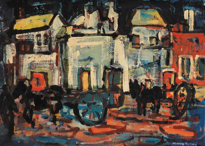 DONKEY CARTS IN A STREET by Henry Healy RHA (1909-1982) RHA (1909-1982) at Whyte's Auctions