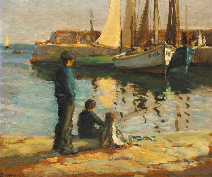 CHILDREN FISHING AT THE HARBOUR by James Humbert Craig sold for �16,000 at Whyte's Auctions