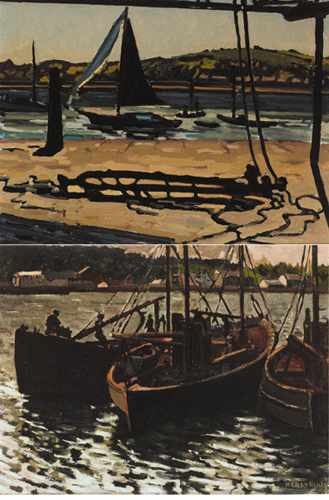 YACHTS AND FISHING TRAWLERS AT HOWTH, COUNTY DUBLIN (A PAIR) by Henry Healy RHA (1909-1982) at Whyte's Auctions
