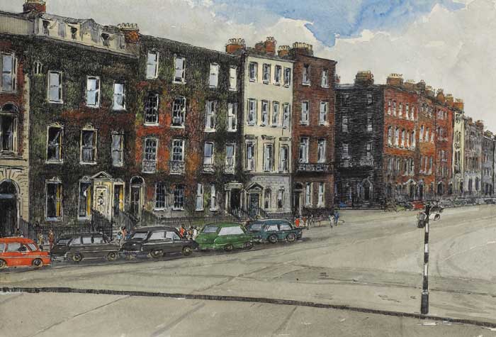 ST STEPHEN'S GREEN EAST AND ENTRANCE TO HUME STREET by Flora H. Mitchell (1890-1973) (1890-1973) at Whyte's Auctions