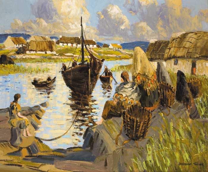 HARBOUR SCENE, WEST OF IRELAND by Desmond Turner HRUA (1923-2011) at Whyte's Auctions