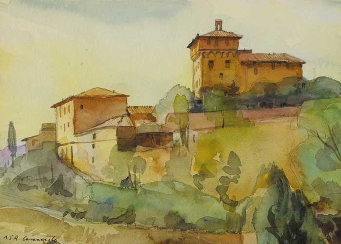 VIEW OF PIENZA, 1982 by Niccolo d'Ardia Caracciolo RHA (1941-1989) at Whyte's Auctions