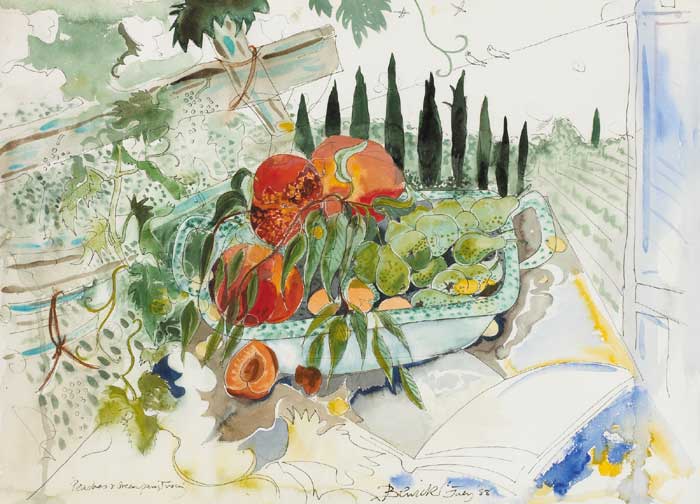 PEACHES AND GREEN PEARS, TUSCANY, 1988 by Pauline Bewick RHA (1935-2022) at Whyte's Auctions