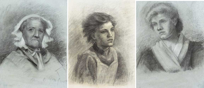HEAD OF A WOMAN IN A MOP CAP, A YOUNG SERVANT GIRL IN A PINAFORE, and HEAD OF A YOUNG WOMAN (SET OF THREE) at Whyte's Auctions