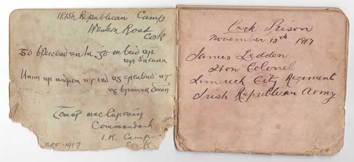 1916-1917 IRISH VOLUNTEER PRISON CAMP, CORK AUTOGRAPH BOOK INCLUDING INSCRIPTIONS FROM TOM�S MAC CURT�IN AND TERENCE MACSWINEY at Whyte's Auctions