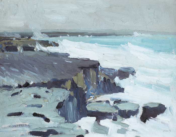 THE CLIFFS ON THE ARAN ISLANDS by Charles Vincent Lamb sold for �4,000 at Whyte's Auctions