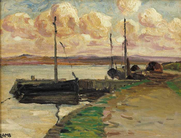 CARRAROE PIER AT SUNSET, COUNTY GALWAY by Charles Vincent Lamb RHA RUA (1893-1964) at Whyte's Auctions