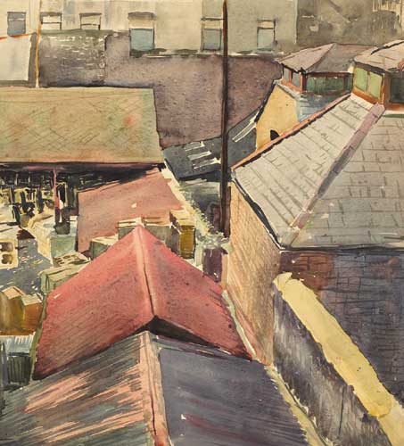 BACKYARDS, LIFFEY STREET, DUBLIN by Simon Coleman RHA (1916-1995) at Whyte's Auctions