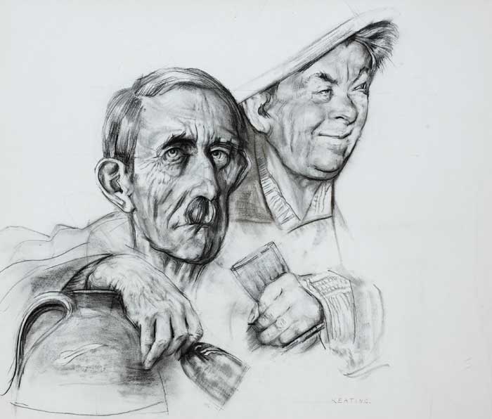 TWO MEN WITH WINE GOBLETS by Seán Keating sold for €8,700 at Whyte's Auctions