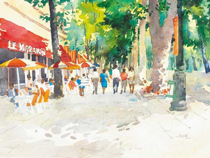 LIGHT AND SHADOW, SIDEWALK CAFE, AIX EN PROVENCE by Brett McEntagart sold for �750 at Whyte's Auctions