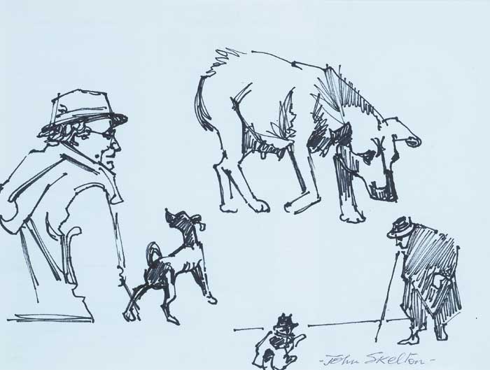 SKETCHES OF PEOPLE AND DOGS OBSERVED IN STREET by John Skelton (b.1923) at Whyte's Auctions