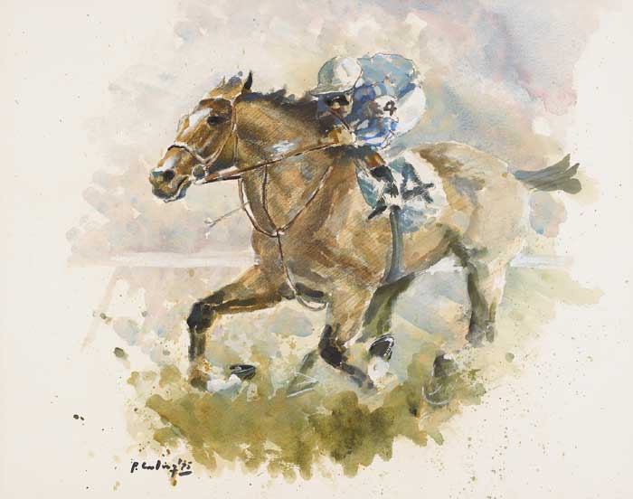 JOCKEY AND RACEHORSE, 1975 by Peter Curling (b.1955) at Whyte's Auctions