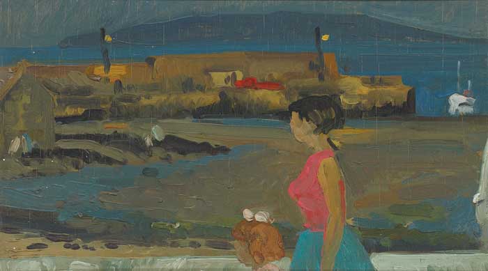 WOMAN AND YOUNG GIRL AT LOUGHSHINNY HARBOUR, COUNTY DUBLIN by Patrick Leonard HRHA (1918-2005) at Whyte's Auctions