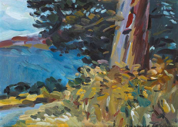 VIEW OF BAY WITH TREES IN FOREGROUND by Diarmuid Larkin ANCA (1918-1989) at Whyte's Auctions