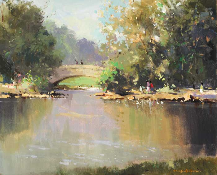 THE POND AT STEPHEN'S GREEN, DUBLIN by George K. Gillespie RUA (1924-1995) at Whyte's Auctions