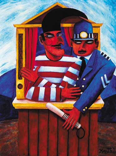 PUNCH AND POLICEMAN by Graham Knuttel sold for �5,000 at Whyte's Auctions