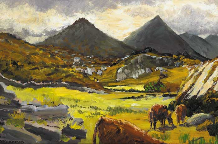 CATTLE GRAZING IN THE MOURNES by Patrick Stevenson RUA (1909-1983) at Whyte's Auctions