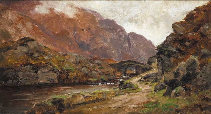 MOUNTAIN STREAM WITH BRIDGE by Alexander Williams RHA (1846-1930) at Whyte's Auctions