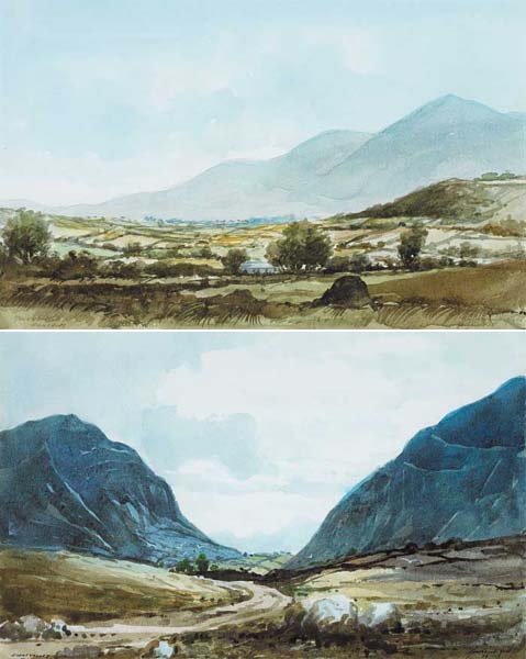 MOURNE MOUNTAINS, DUNDRUM and SILENT VALLEY, MOURNE MOUNTAINS, 1938 (A PAIR) by Rowland Hill ARUA (1915-1979) ARUA (1915-1979) at Whyte's Auctions