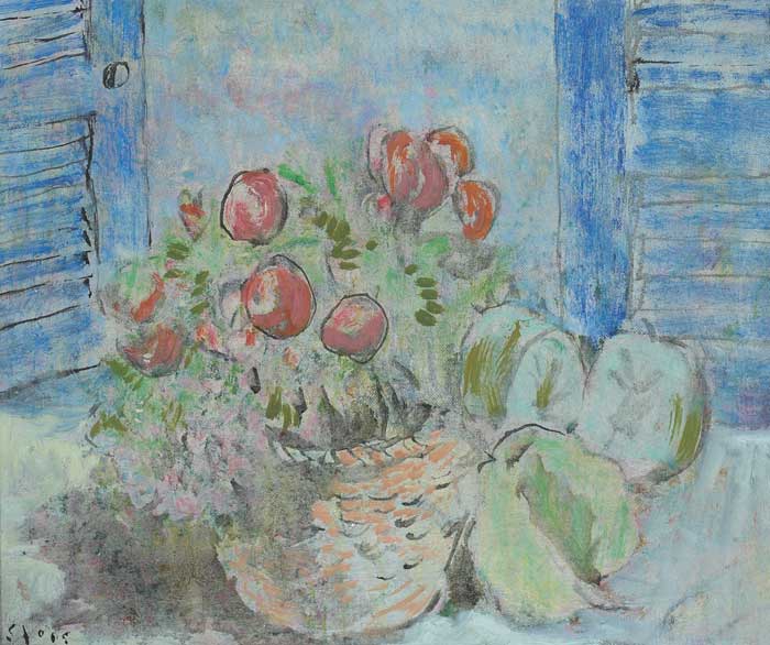 STILL LIFE WITH POTTED PLANT BEFORE A WINDOW by Piet Sluis (1929-2008) at Whyte's Auctions