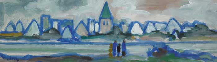 VILLAGE VIEWED OVER THE WATER by Markey Robinson (1918-1999) (1918-1999) at Whyte's Auctions