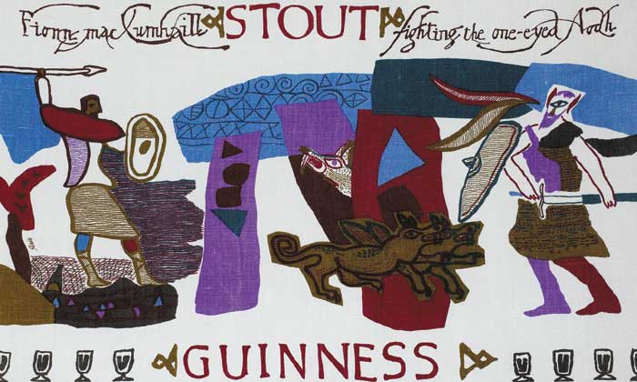 GUINNESS STOUT: FIONN MAC CUMHAILL FIGHTING THE ONE EYED AODH by Piet Sluis (b.1929) at Whyte's Auctions
