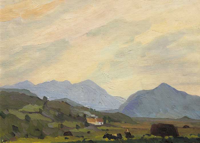 RURAL LANDSCAPE WITH WOMAN DRIVING A COW by Charles Vincent Lamb RHA RUA (1893-1964) at Whyte's Auctions