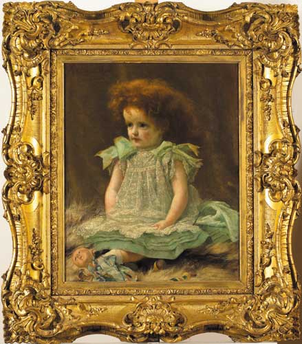 PORTRAIT OF THE ARTIST'S DAUGHTER, BRIDGET, SEATED WITH HER DOLL, 1891 by Richard Thomas Moynan RHA (1856-1906) at Whyte's Auctions