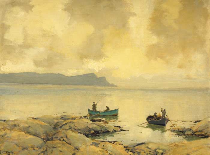 HERRING BOATS OFF A ROCKY SHORE by James Humbert Craig sold for �17,000 at Whyte's Auctions